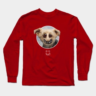 Dog Face / White Circle Design Long Sleeve T-Shirt